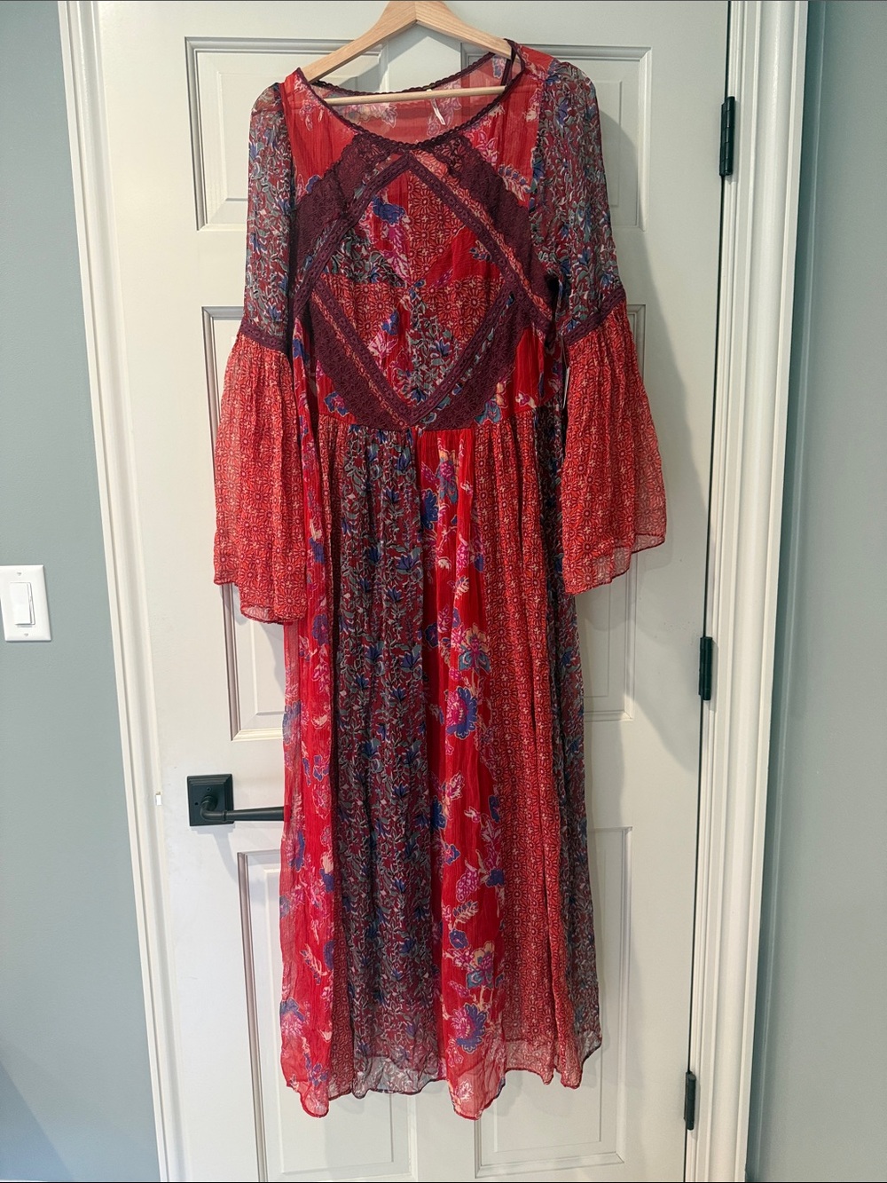Free People Coral and Pink Floral 2 piece Maxi Dress
